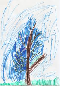 Сиреневое дерево. Детский рисунок.