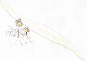 Феи под радугой. Детский рисунок. 