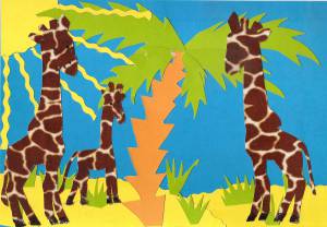 аппликация жирафы под пальмами