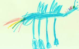 лошадь радуга. Детский рисунок.